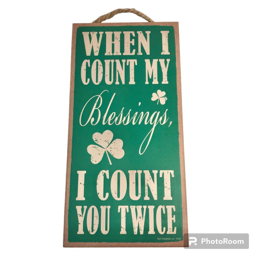 Irish Blessing Wall Door Sign St. Patricks Day Wood Green Shamrock Friendship